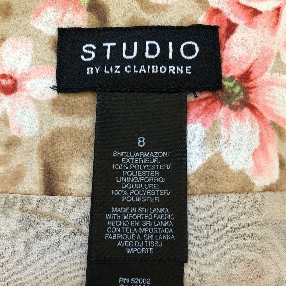 Studio by Liz Claiborne Women’s Beige Pink Abstract Floral Midi Skirt Size 8 - Picture 6 of 9
